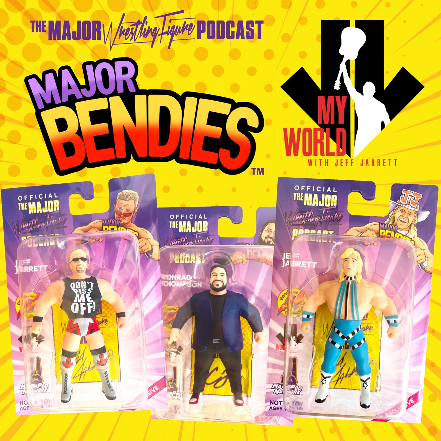 MY WORLD WITH JEFF JARRETT- SET OF 3 MAJOR BENDIES (FREE US SHIPPING)